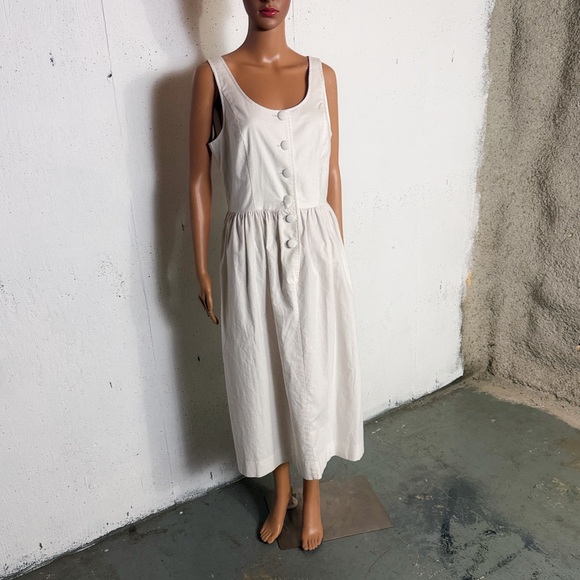 Laura Ashley Cream Button-Front Midi Dress, Fits S-M - Picture 10 of 10